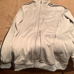 Men’s Black on Gray Adidas Track Jacket with Black Stripes